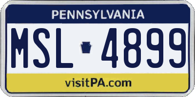 PA license plate MSL4899