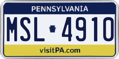 PA license plate MSL4910