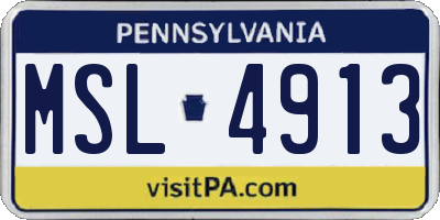 PA license plate MSL4913