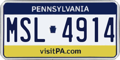 PA license plate MSL4914