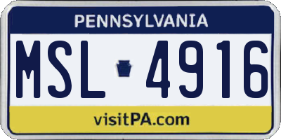 PA license plate MSL4916