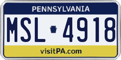 PA license plate MSL4918