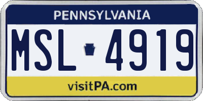 PA license plate MSL4919