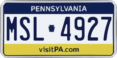 PA license plate MSL4927