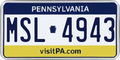 PA license plate MSL4943