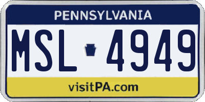 PA license plate MSL4949
