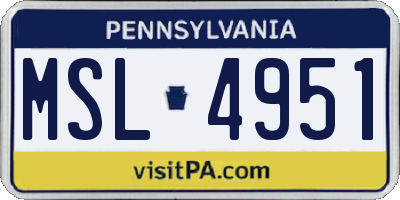 PA license plate MSL4951