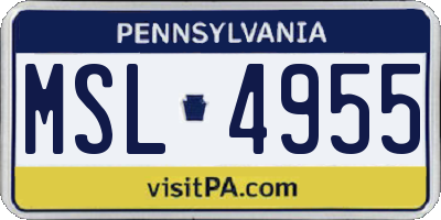 PA license plate MSL4955