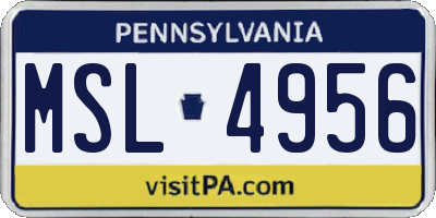 PA license plate MSL4956
