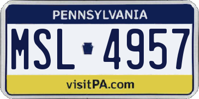 PA license plate MSL4957