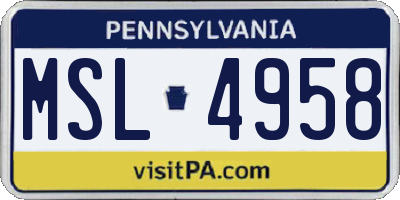 PA license plate MSL4958