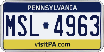 PA license plate MSL4963