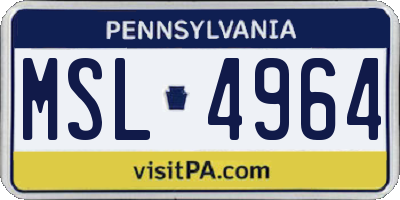 PA license plate MSL4964