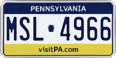 PA license plate MSL4966
