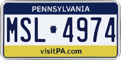 PA license plate MSL4974