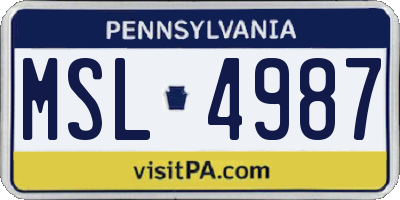 PA license plate MSL4987