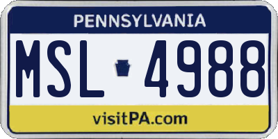 PA license plate MSL4988