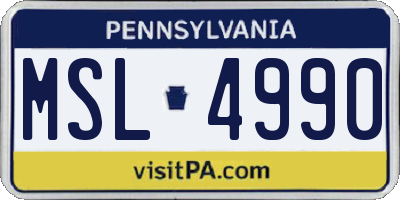 PA license plate MSL4990