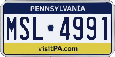 PA license plate MSL4991