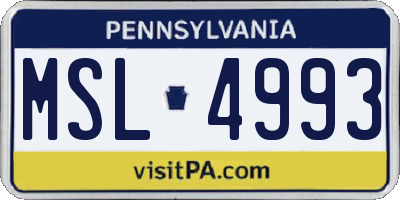 PA license plate MSL4993