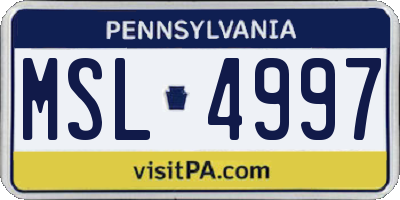 PA license plate MSL4997