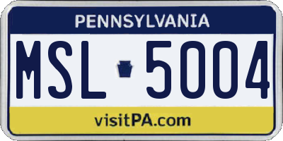 PA license plate MSL5004