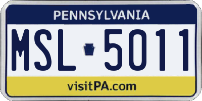 PA license plate MSL5011