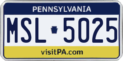 PA license plate MSL5025