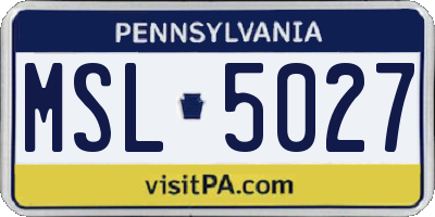 PA license plate MSL5027