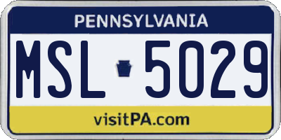 PA license plate MSL5029