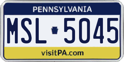 PA license plate MSL5045
