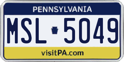 PA license plate MSL5049