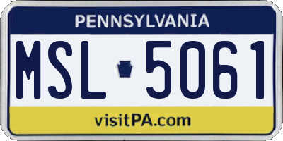 PA license plate MSL5061