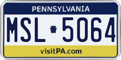 PA license plate MSL5064