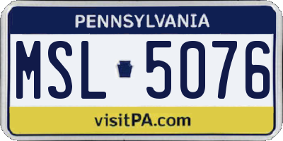 PA license plate MSL5076
