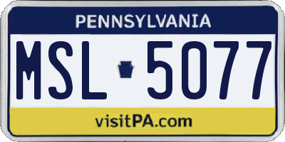 PA license plate MSL5077