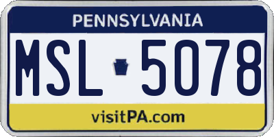 PA license plate MSL5078
