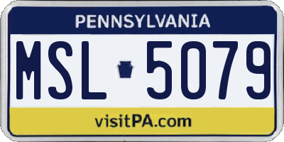 PA license plate MSL5079