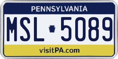 PA license plate MSL5089