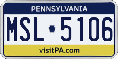 PA license plate MSL5106