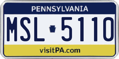 PA license plate MSL5110