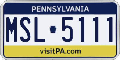 PA license plate MSL5111