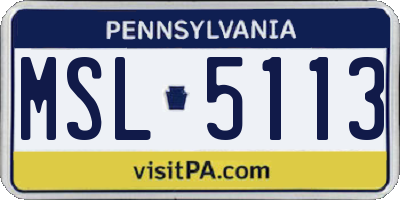 PA license plate MSL5113