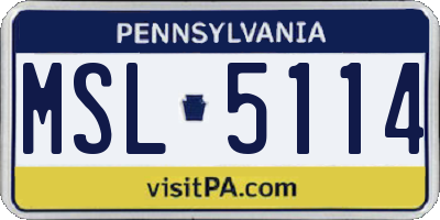 PA license plate MSL5114