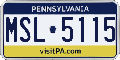 PA license plate MSL5115