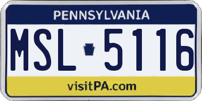 PA license plate MSL5116