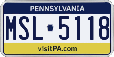 PA license plate MSL5118