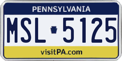PA license plate MSL5125