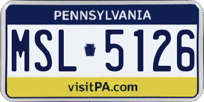 PA license plate MSL5126