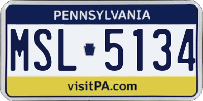 PA license plate MSL5134
